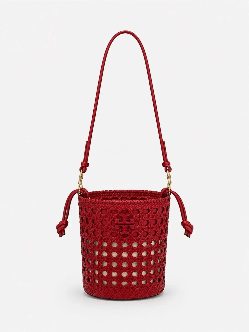 Tory Burch Red Woven Bucket Bag new
